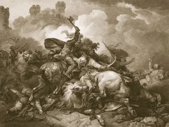 Richard den förste i Palestina, graverad av A. Smith, illustration från David Humes "The History of England", pub. av R. Bowyer, London, 1812